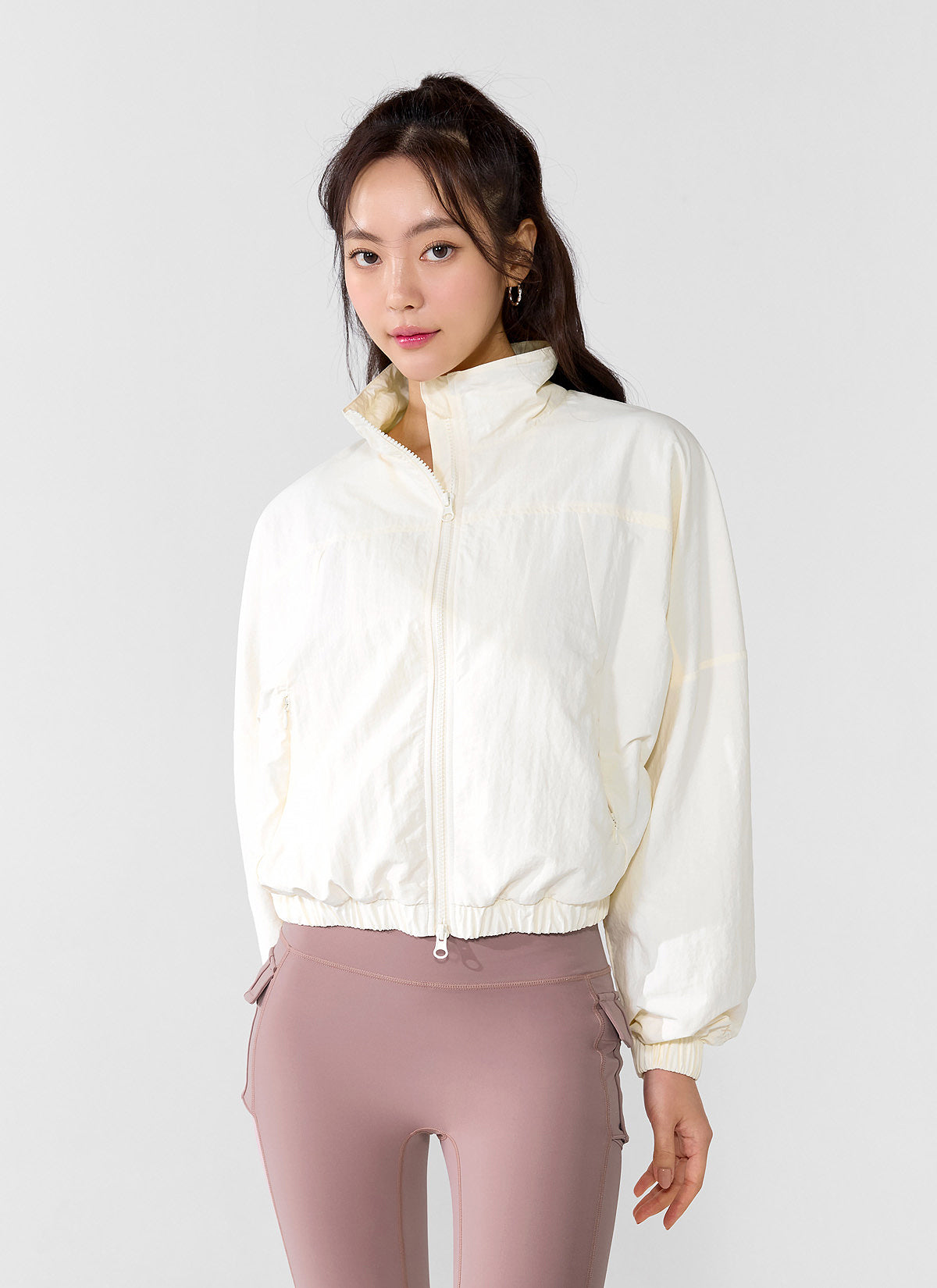 High-Neck Dolman Crop Windblocker