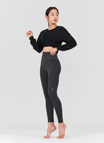 Seamless Denim-like Leggings Washed Black