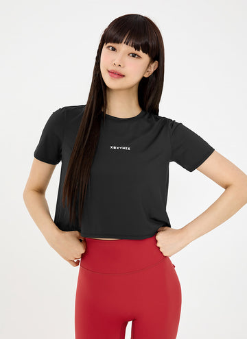 Ice Feather Backslit Crop Short Sleeve 2.0 Top