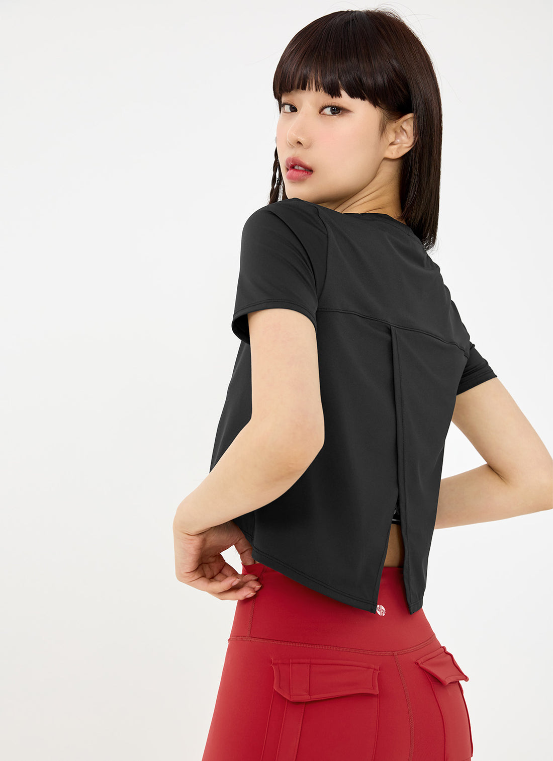 Ice Feather Backslit Crop Short Sleeve 2.0 Top