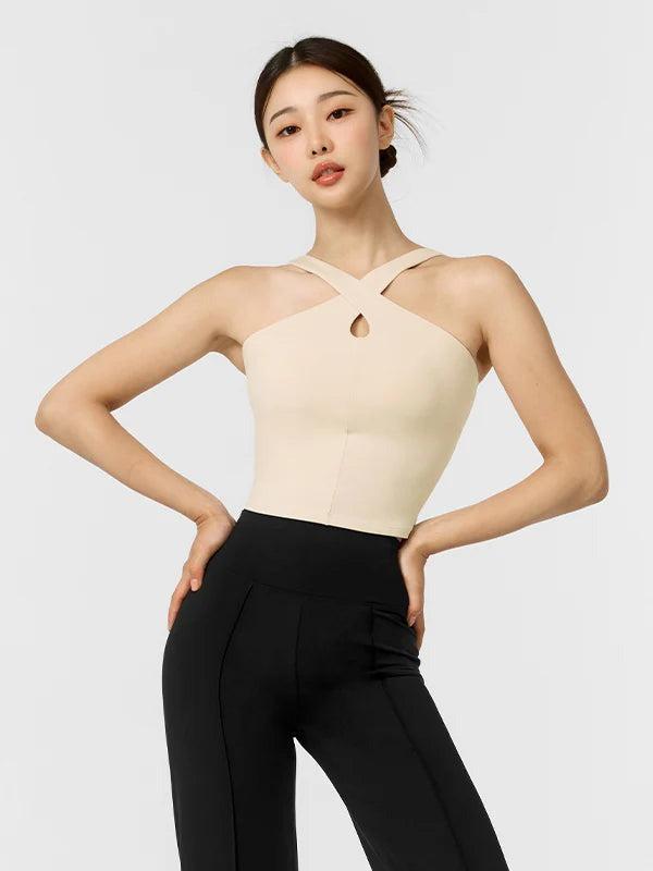 Comfort Fine Cross Neck Crop Top Coconut Cream