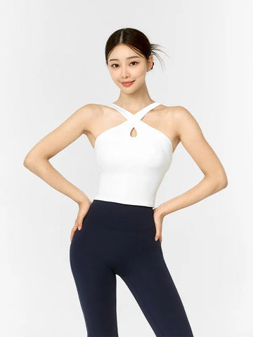 Comfort Fine Cross Neck Crop Top Ivory